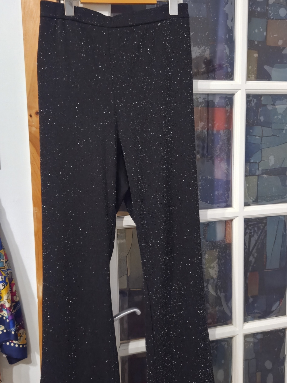 Women's Black Sparkle Stretch Flare Pants